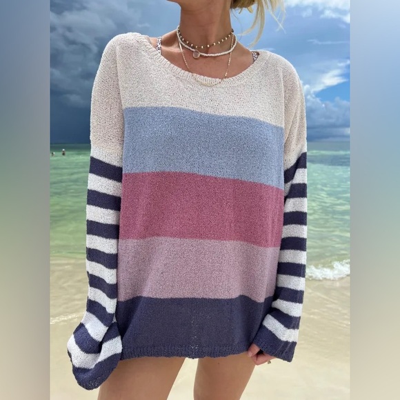 Listicle Tops - Listicle Multicolor Striped Sweater